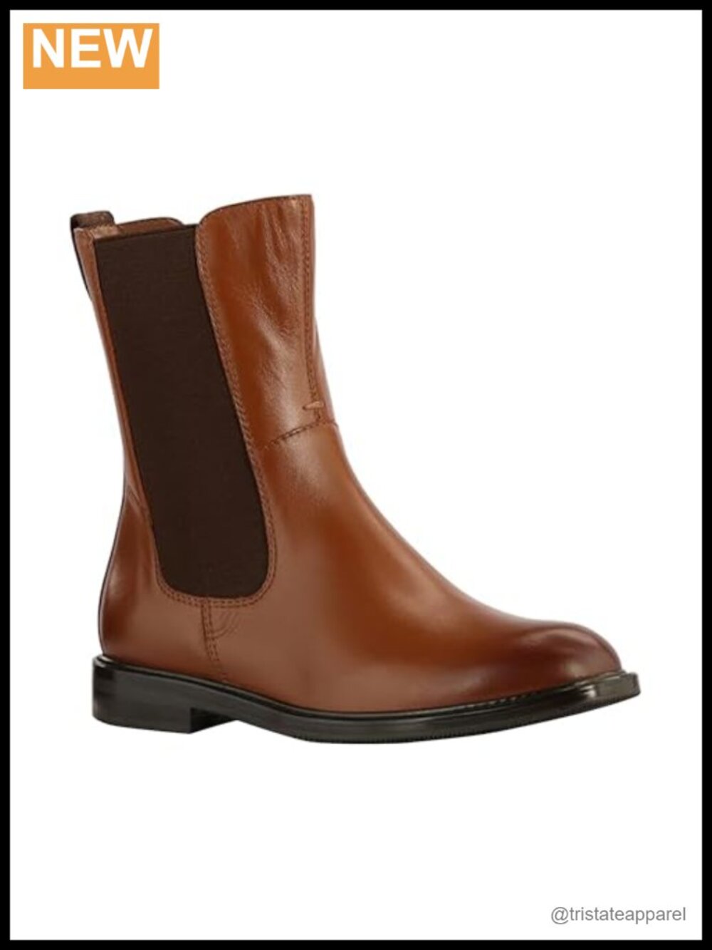 Women's Leather Ankle Boots with Block Heel & Side Zipper